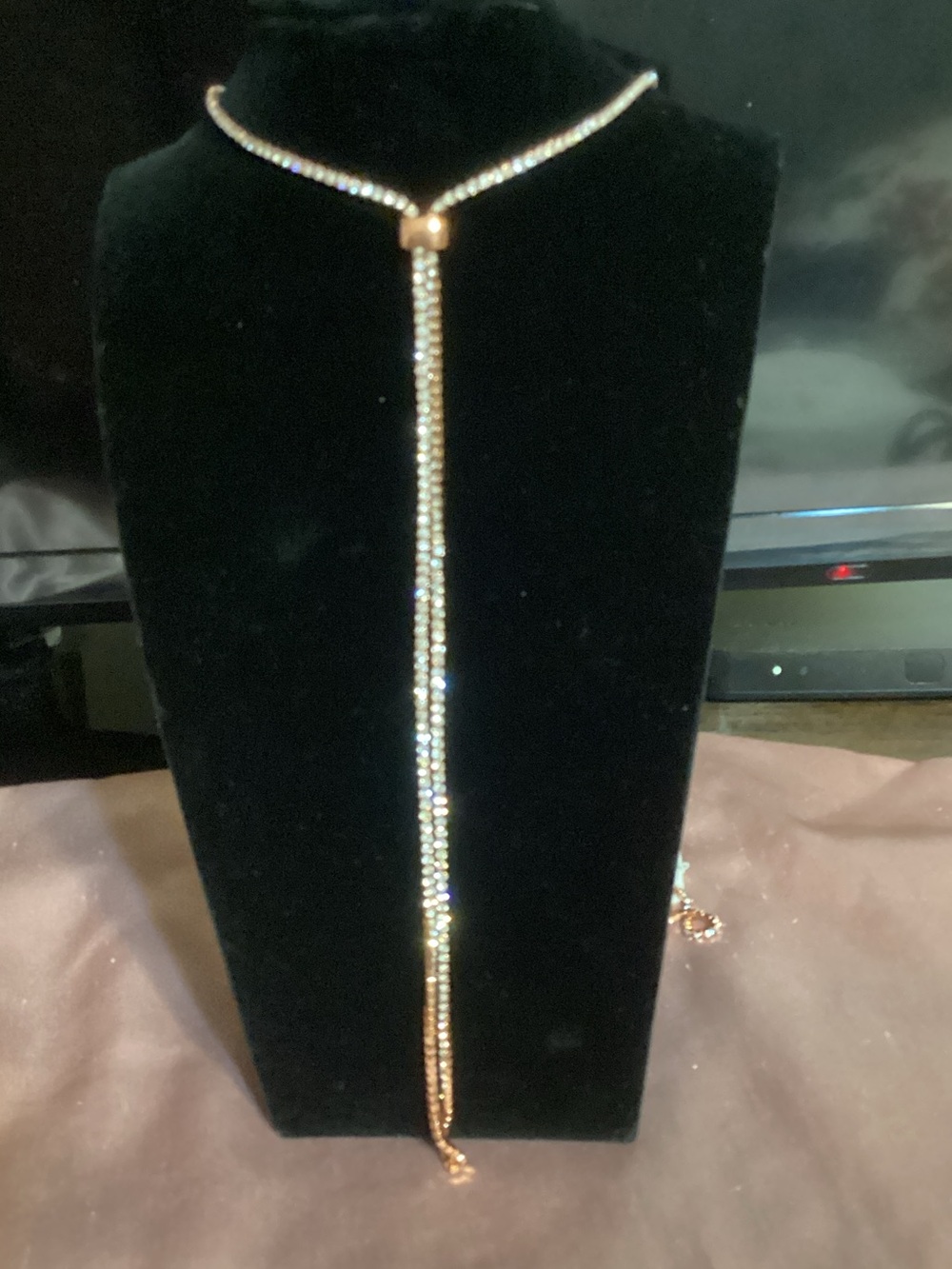 Ethel & Myrtle Delicate Rose Gold Crystal Lariat Necklace